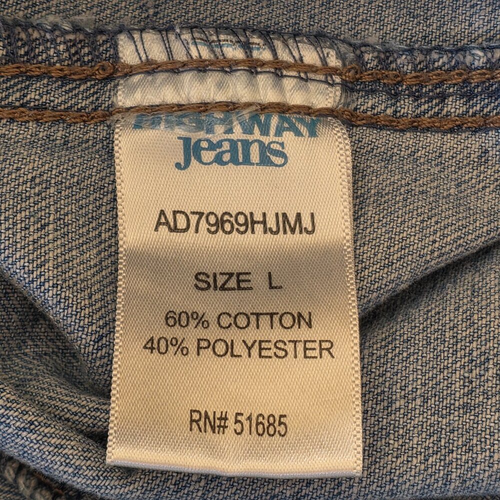 Highway Jeans Button-Up Distressed Denim Jacket Grunge Blue Wash Y2K SZ L - Picture 11 of 12